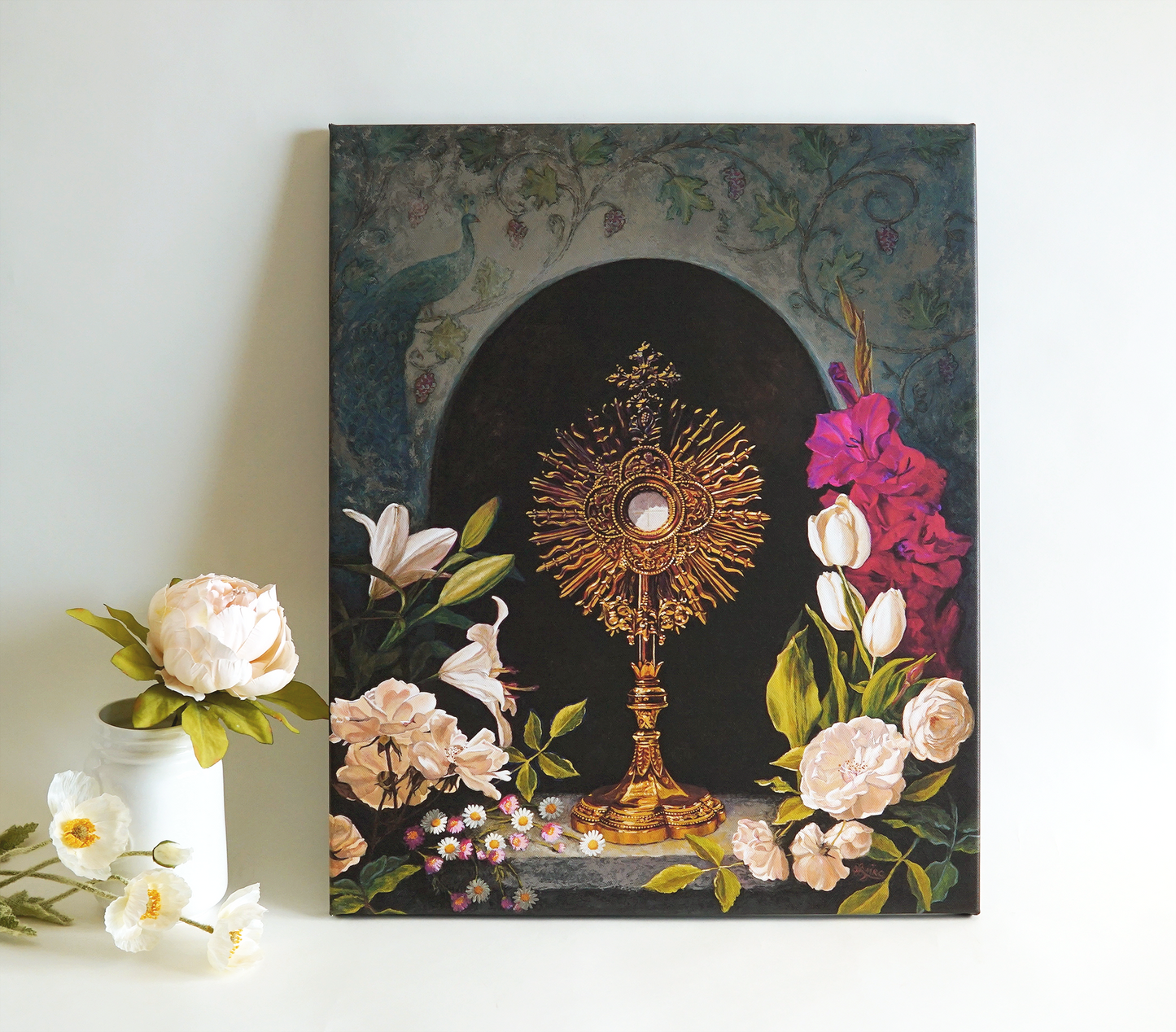 Female artist creating Catholic contemporary art